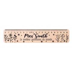 Réglette en bois personnalisée - floral