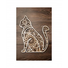 Sculpture en bois d'un chat qui pose.