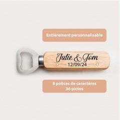 Décapsuleur en bois personnalisé (10 pièces minimum). Cadeau pour mariage (V1)