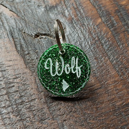 Médaille en bois en forme de disque personnalisée pour chien, chat, lapin. Plusieurs essences de bois. Gravée sur 1 ou 2 faces.