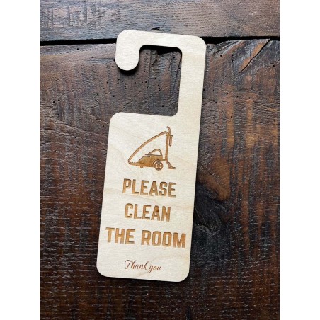 Accroche-porte "Clean the room" – pancarte personnalisable