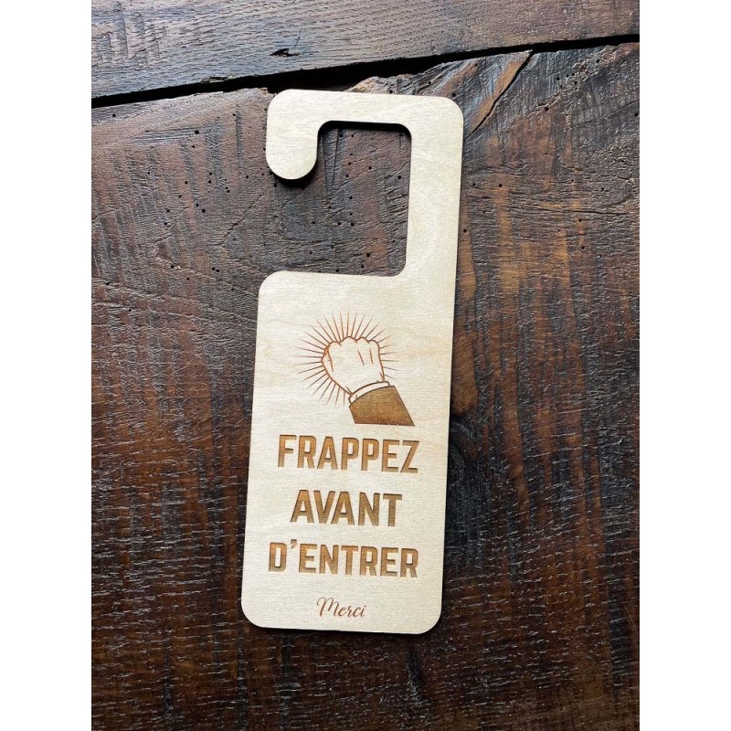 Accroche-porte "Frappez avant d'entrer" – pancarte personnalisable