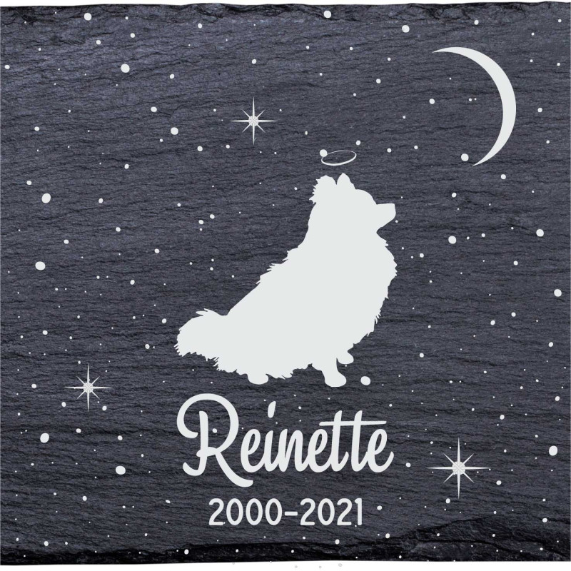Aussiepom - Stèle funéraire en ardoise naturelle personnalisable en souvenir d'un chien Aussiepom - Stèle funéraire en ardoise naturelle personnalisable en souvenir d'un chien