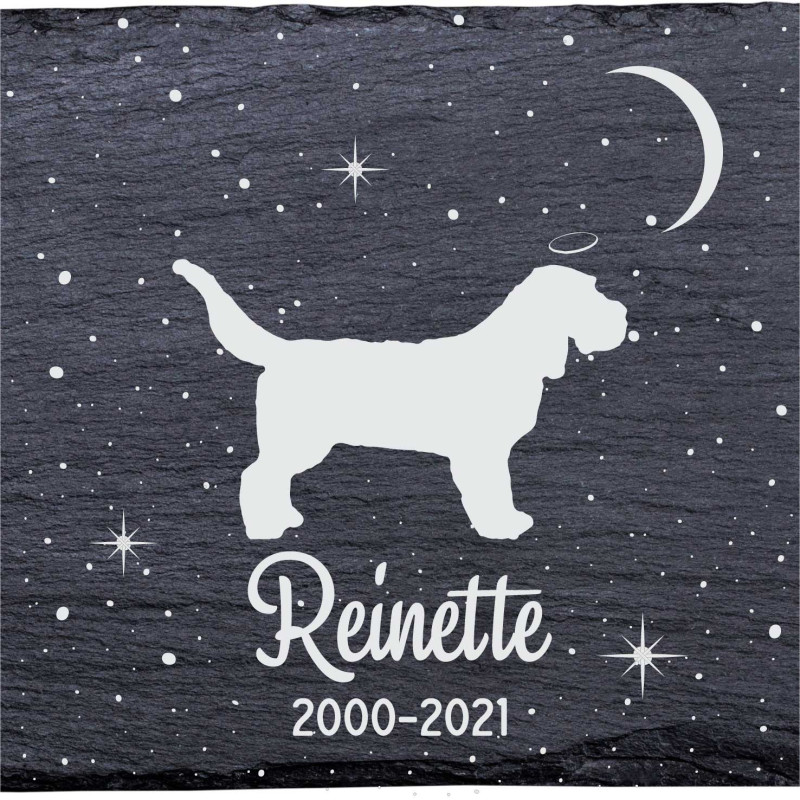 Basset fauve de bretagne - Stèle funéraire en ardoise naturelle personnalisable en souvenir d'un chien Basset fauve de bretagne - Stèle funéraire en ardoise naturelle personnalisable en souvenir d'un chien