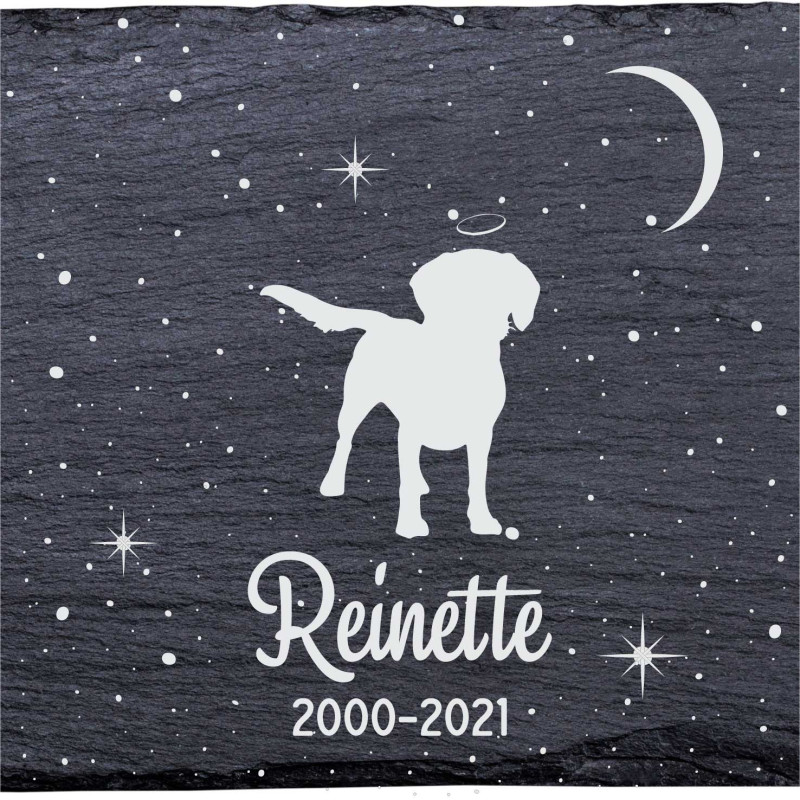 Bocker - Stèle funéraire en ardoise naturelle personnalisable en souvenir d'un chien Bocker - Stèle funéraire en ardoise naturelle personnalisable en souvenir d'un chien