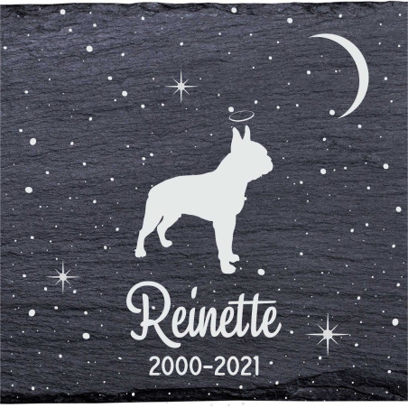 Boston Terrier - Stèle funéraire en ardoise naturelle personnalisable en souvenir d'un chien