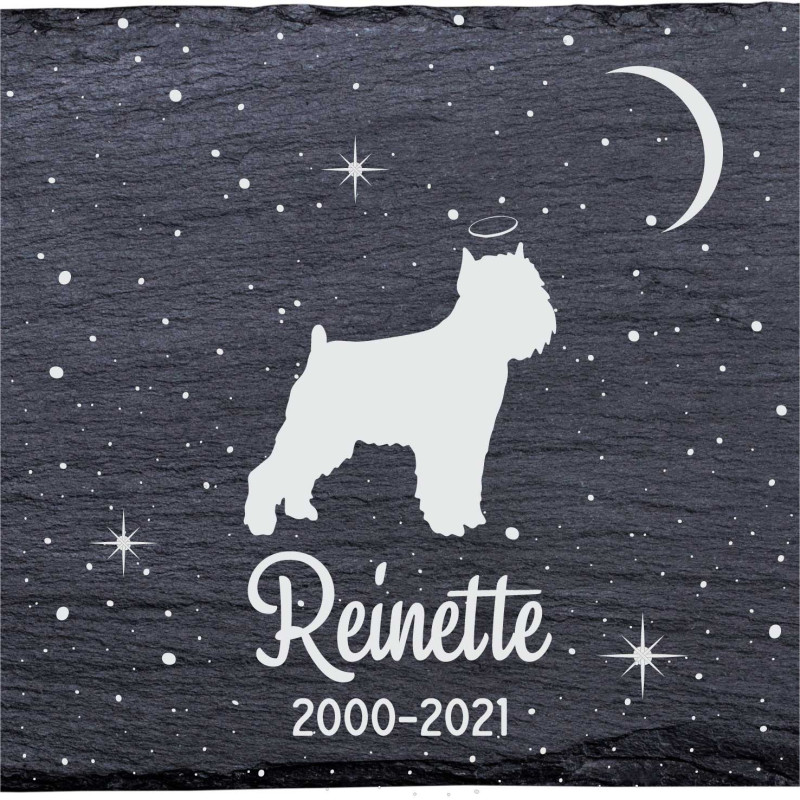 Griffon bruxellois - Stèle funéraire en ardoise naturelle personnalisable en souvenir d'un chien Griffon bruxellois - Stèle funéraire en ardoise naturelle personnalisable en souvenir d'un chien