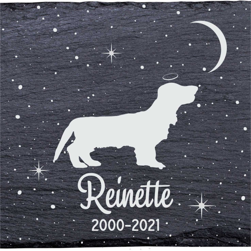 Docker - Stèle funéraire en ardoise naturelle personnalisable en souvenir d'un chien Docker - Stèle funéraire en ardoise naturelle personnalisable en souvenir d'un chien