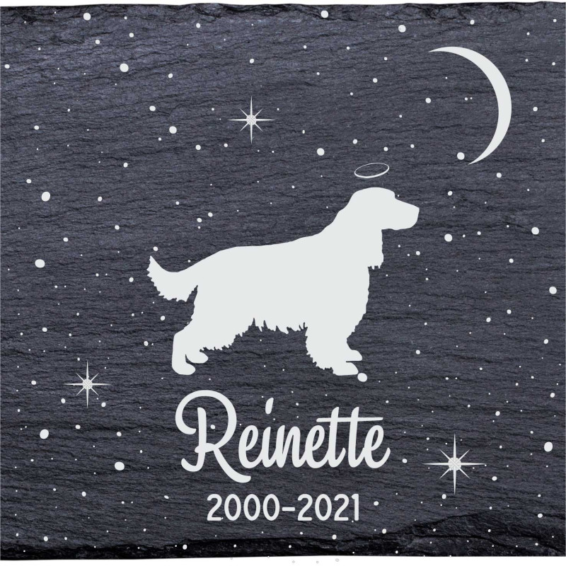 Springer anglais - Stèle funéraire en ardoise naturelle personnalisable en souvenir d'un chien Springer anglais - Stèle funéraire en ardoise naturelle personnalisable en souvenir d'un chien