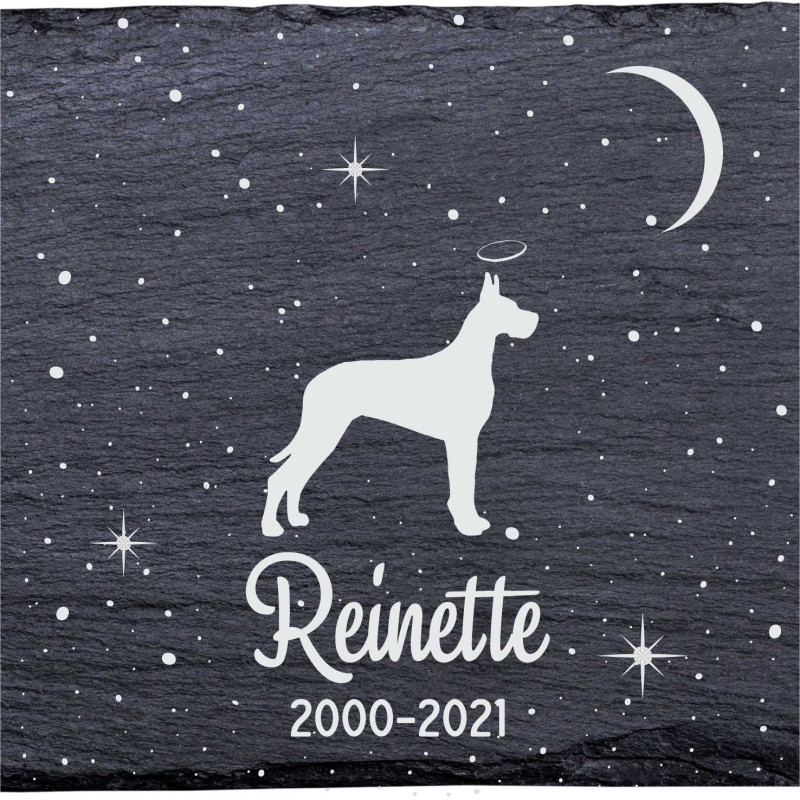 Dogue allemand - Stèle funéraire en ardoise naturelle personnalisable en souvenir d'un chien Dogue allemand - Stèle funéraire en ardoise naturelle personnalisable en souvenir d'un chien