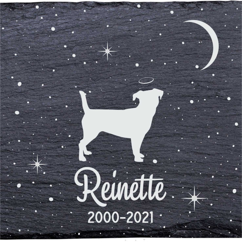 Jack Russell Terrier - Stèle funéraire en ardoise naturelle personnalisable en souvenir d'un chien Jack Russell Terrier - Stèle funéraire en ardoise naturelle personnalisable en souvenir d'un chien