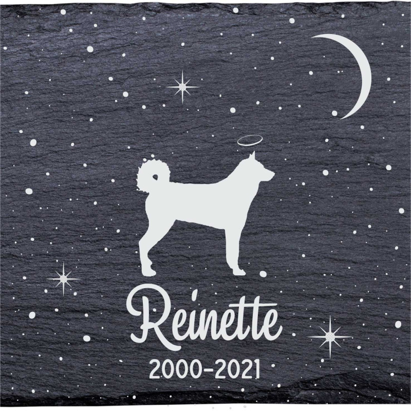 Chien d'ours de Carélie - Stèle funéraire en ardoise naturelle personnalisable en souvenir d'un chien Chien d'ours de Carélie - Stèle funéraire en ardoise naturelle personnalisable en souvenir d'un chien