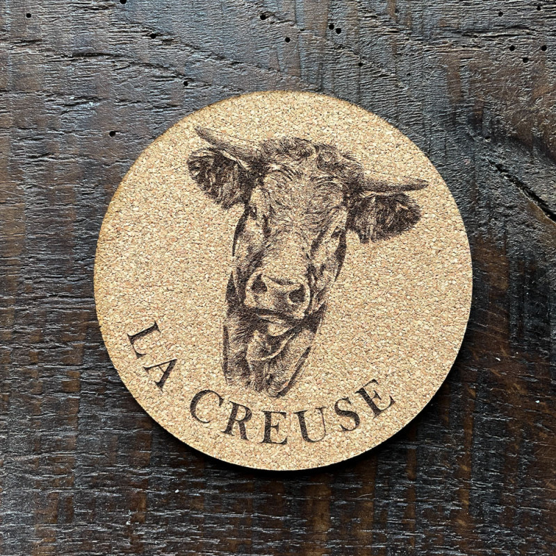 6 sous-verre en liège - vache de Creuse