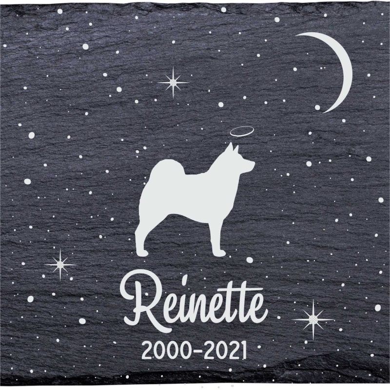 Chien d'élan norvégien - Stèle funéraire en ardoise naturelle personnalisable en souvenir d'un chien Chien d'élan norvégien - Stèle funéraire en ardoise naturelle personnalisable en souvenir d'un chien