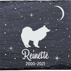 Samoyède - Stèle funéraire en ardoise naturelle personnalisable en souvenir d'un chien