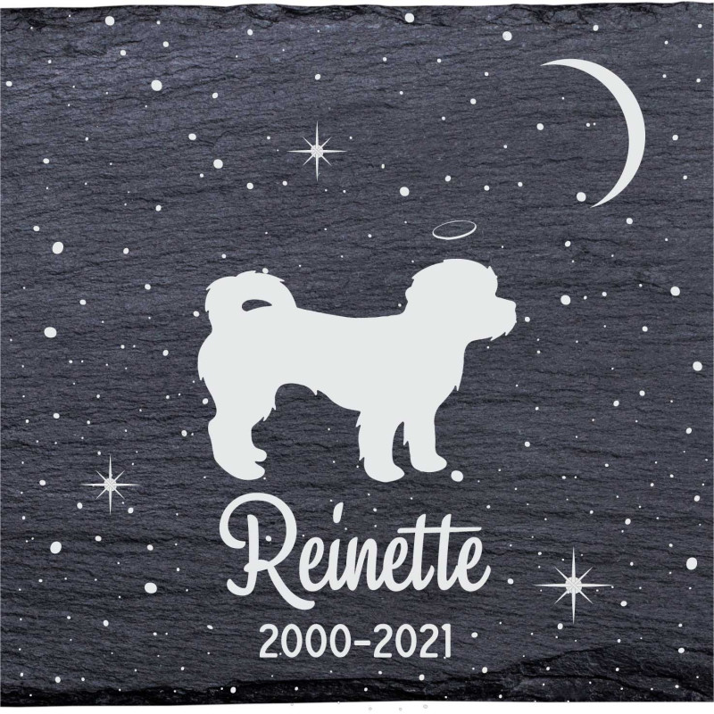 Shih-poo - Stèle funéraire en ardoise naturelle personnalisable en souvenir d'un chien