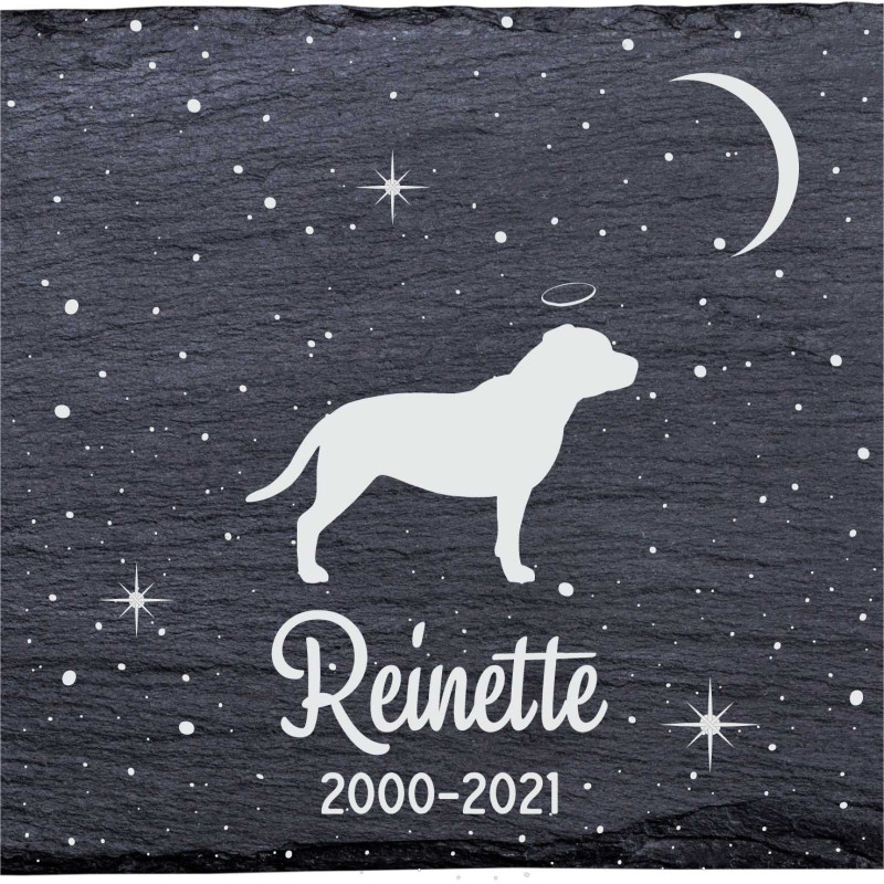 Staffordshire Bull Terrier - Stèle funéraire en ardoise naturelle personnalisable en souvenir d'un chien Staffordshire Bull Terrier - Stèle funéraire en ardoise naturelle personnalisable en souvenir d'un chien