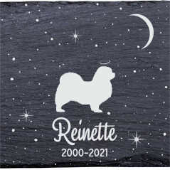 Épagneul tibétain - Stèle funéraire en ardoise naturelle personnalisable en souvenir d'un chien