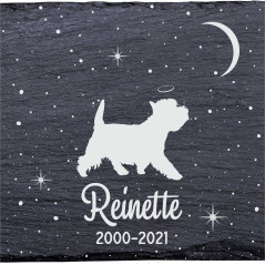 Westie - Stèle funéraire en ardoise naturelle personnalisable en souvenir d'un chien