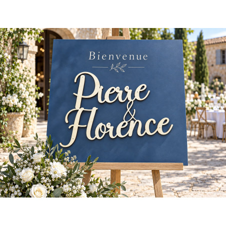 Décoration murale pour 2 prénoms en bois personnalisée