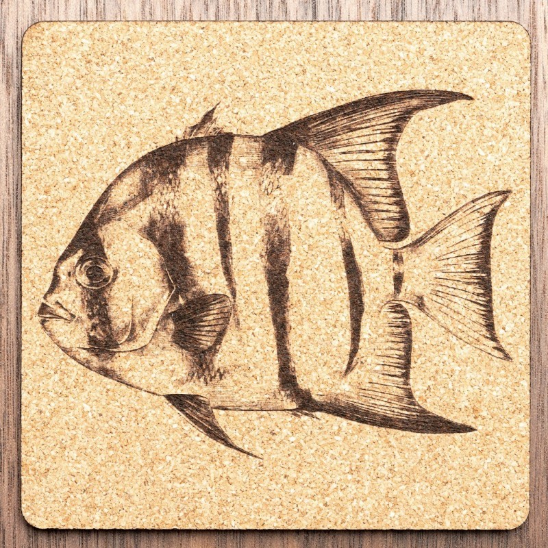 6 sous-verres en liège - poisson